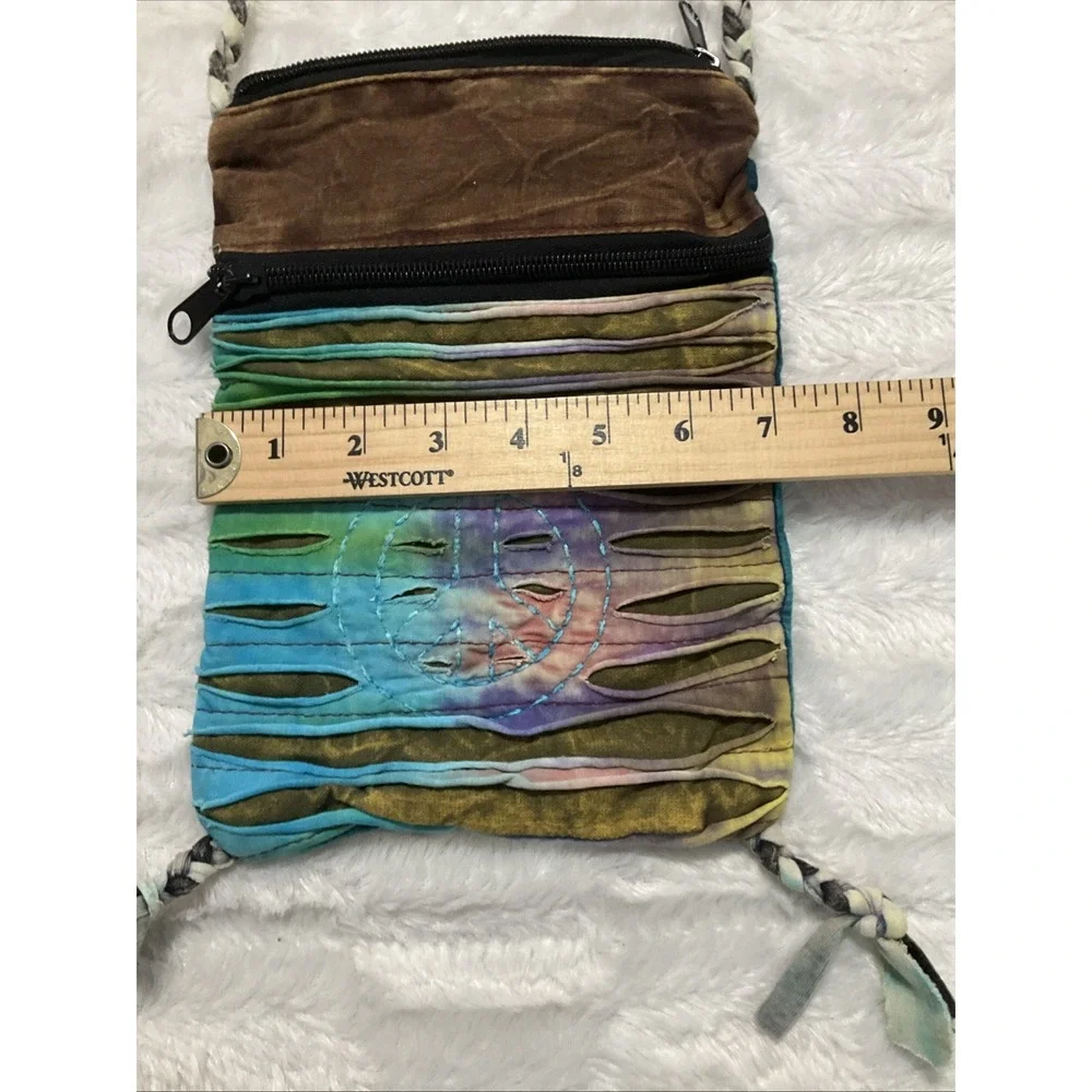 Women's Boho Hippie Tie Dye Peace Sign Crossbody Bag Patchwork Festival Purse